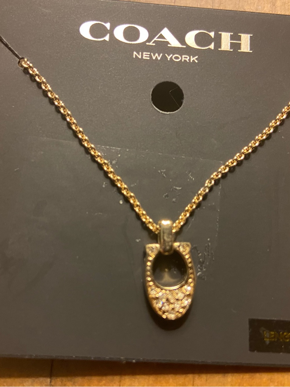 COACH Gold-Tone Pavé Horsebit Pendant Necklace